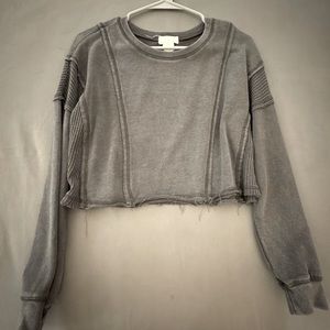 Altar’d State cropped thermal long sleeve shirt, gray, size S